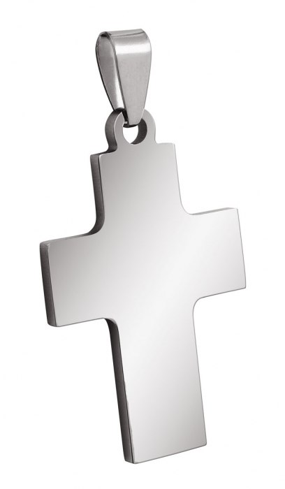 PENDANT STEEL CROSS 23x37mm