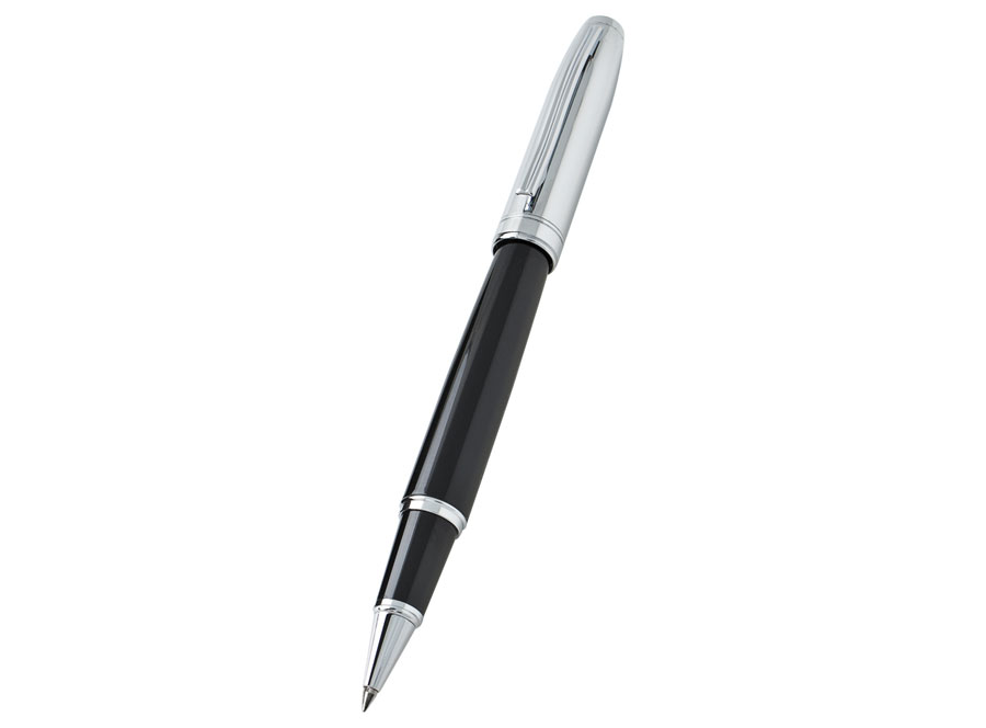 ROLLERBALL PEN BLACK CHROMED SHINY