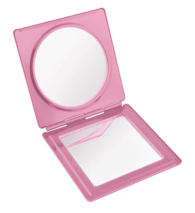 POCKET MIRROR ALUMINIUM PINK SHINY