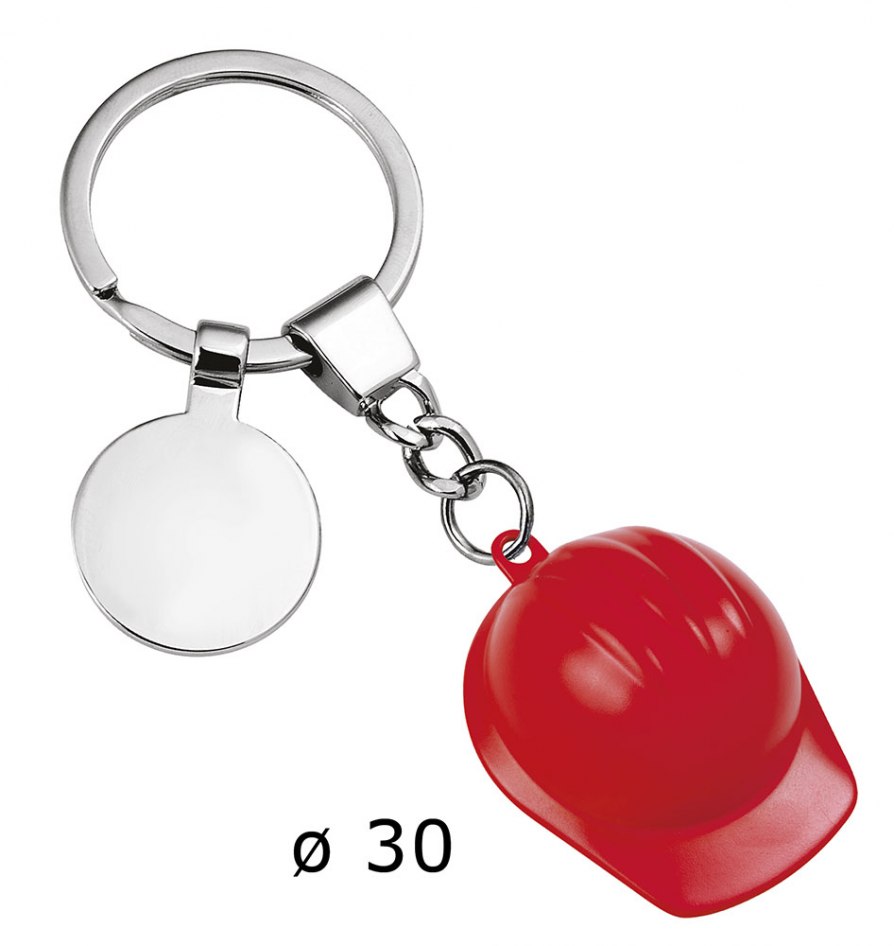 KEYCHAIN RED WORKING HELMET d=30 mm