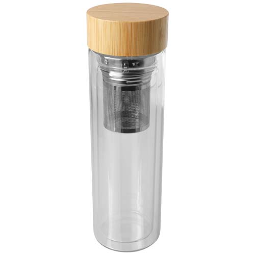 Bailey 400 ml borsilicate glass infuser bottle with bamboo lid