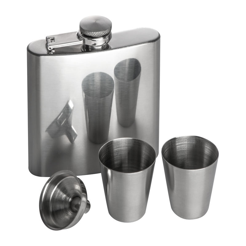 Metal hip flask set with 2 cups Sandviken 170 ml