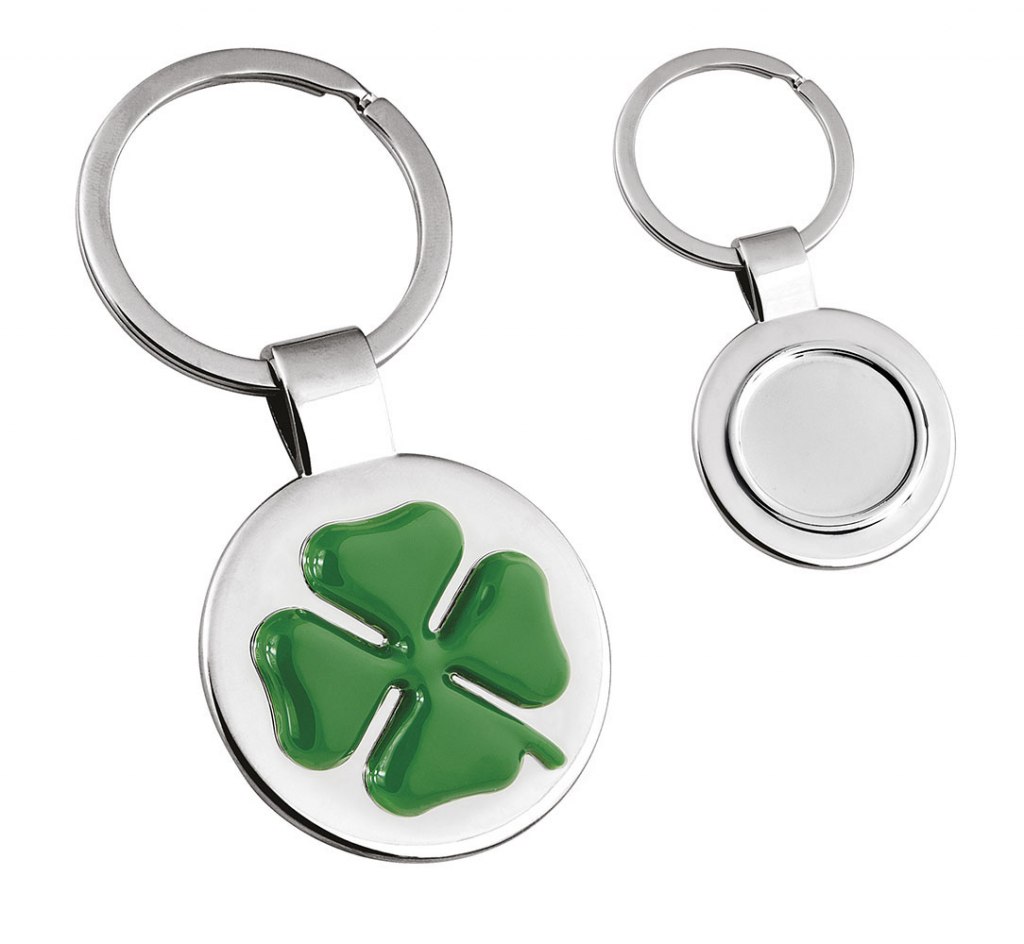 KEY CHAIN FOUR-LEAVE CLOVER GREEN/ HOLL.