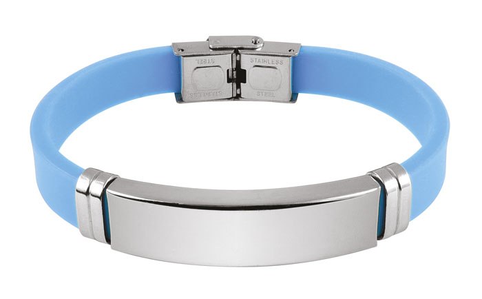 STEEL BRACELET AND LIGHT BLUE EVA