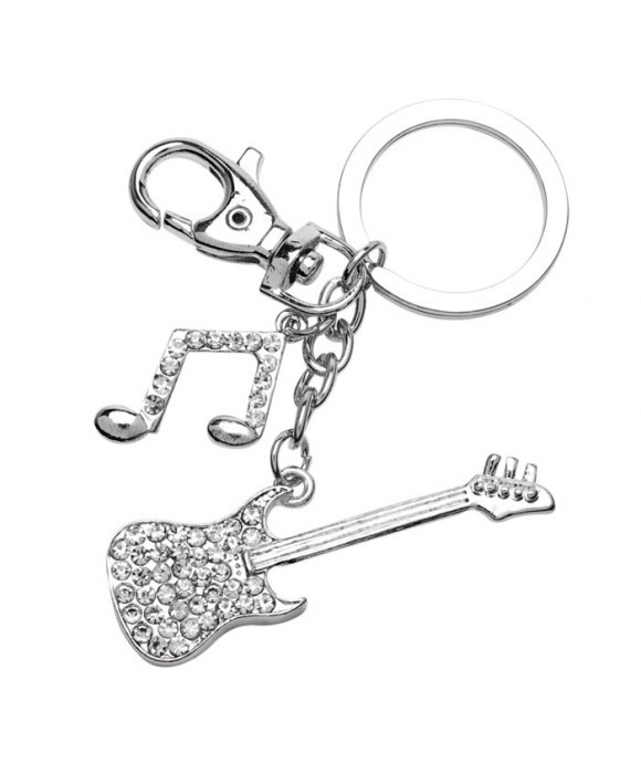 KEY CHAIN ELECTRIC GUITAR CHROMED NO BOX