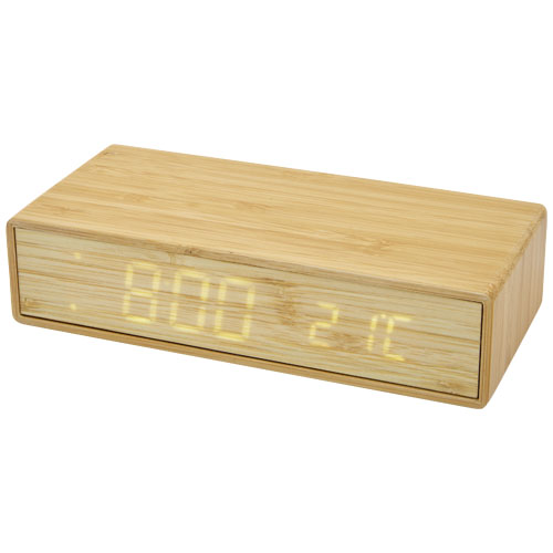 Minata bamboo wireless charger with clock