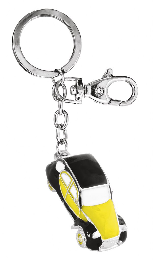 KEY CHAIN CLASSIC CAR YELLOW BLACK