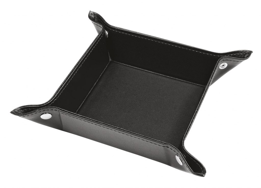 BLACK PU VALET TRAY 10x10 cm