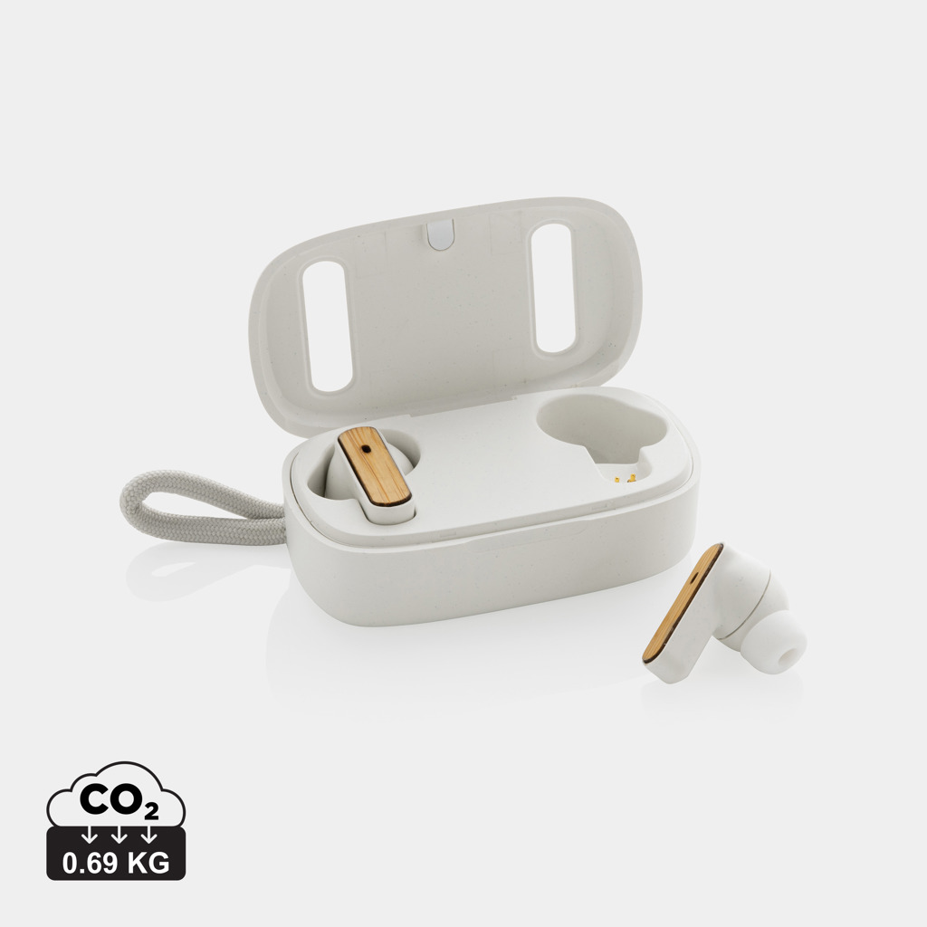 RCS recycled plastic & bamboo TWS earbuds