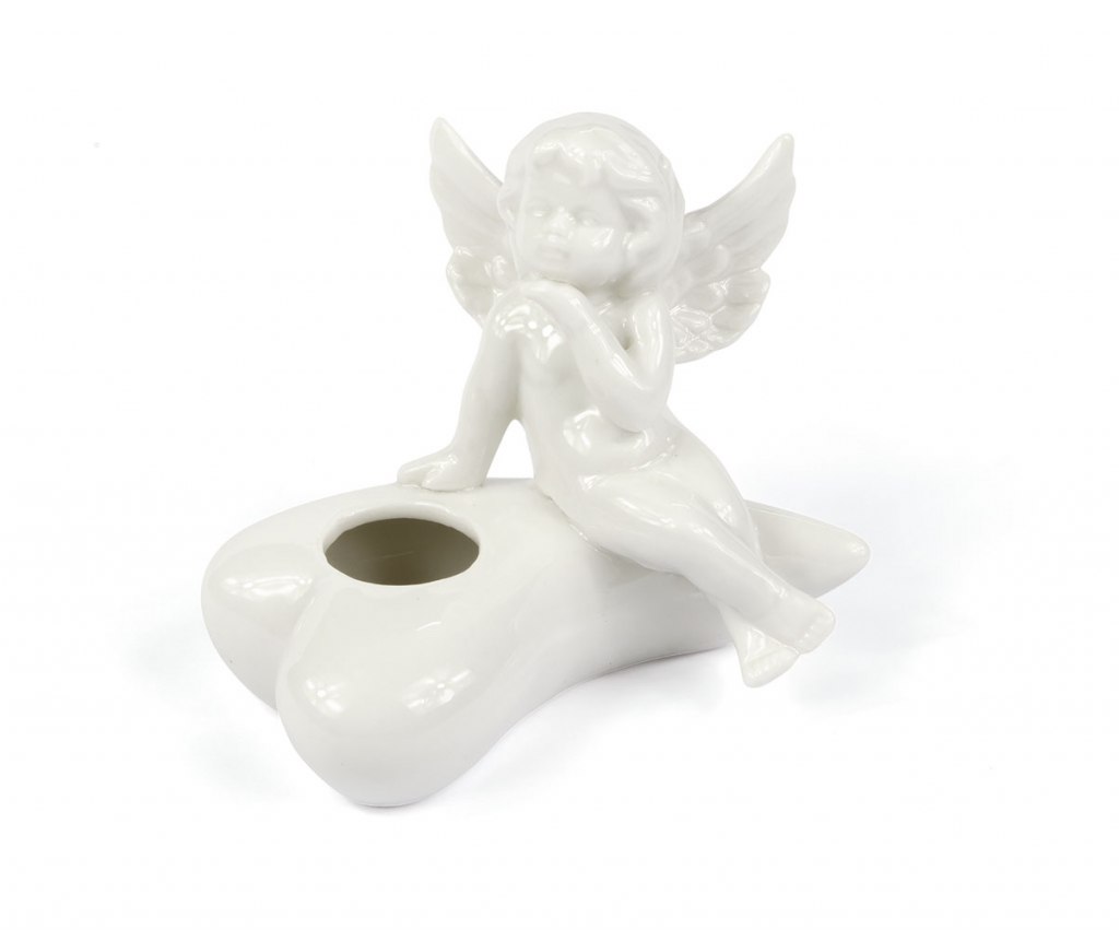 PORCELAIN ANGEL CANDLE HOLDER 90x50mm