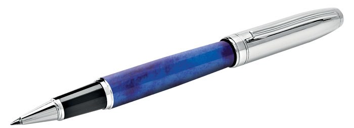 ROLLERBALL PEN blue marble/CHROMED SHINY