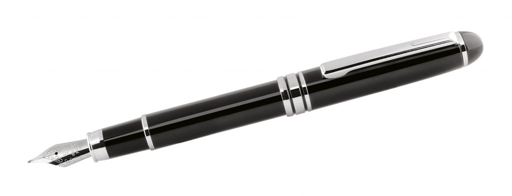 BLACK FOUNTAIN PEN - CHROMED d=13,5 mm