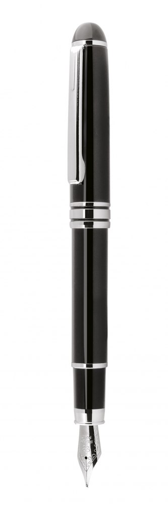 BLACK FOUNTAIN PEN - CHROMED d=13,5 mm