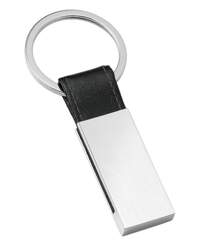 KEYCHAIN RECTANGULAR BLACK LEATHER