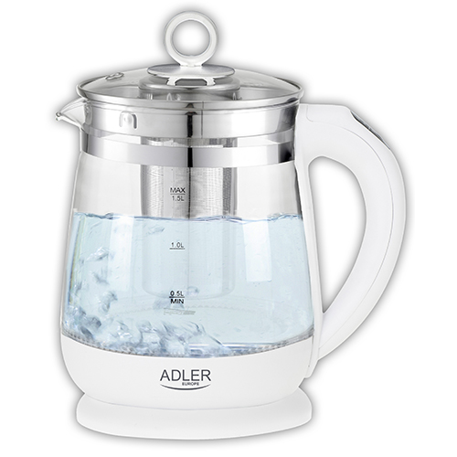 Kettle glass 1,5 l - with temp. control  and  tea infuser1