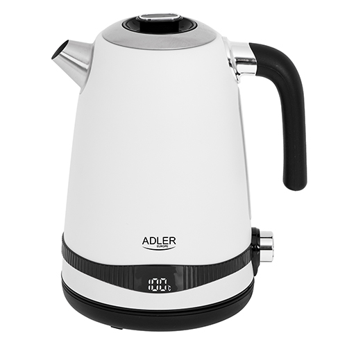 SS satin white kettle 1,7L with LCD display & temperature regulation1