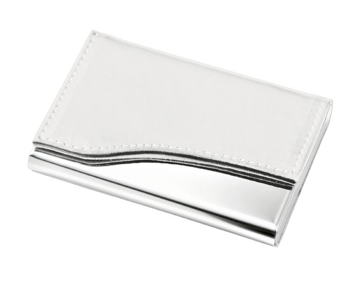 NAMECARD HOLDER METAL - PU WHITE