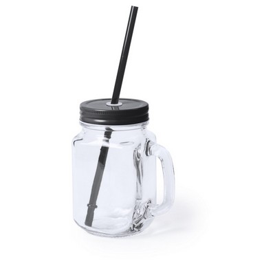 Drinking jar 500 ml with straw