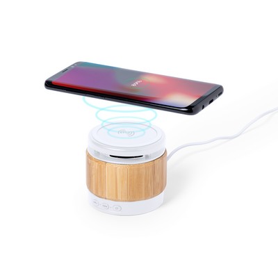 Bamboo wireless speaker 3W, wireless charger 5W