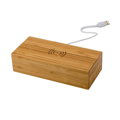 Bamboo wireless charger 5W, clock