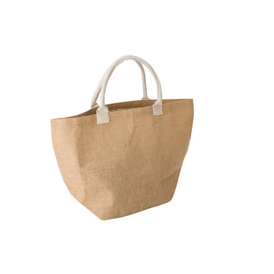 Jute shopping bag with cotton handles