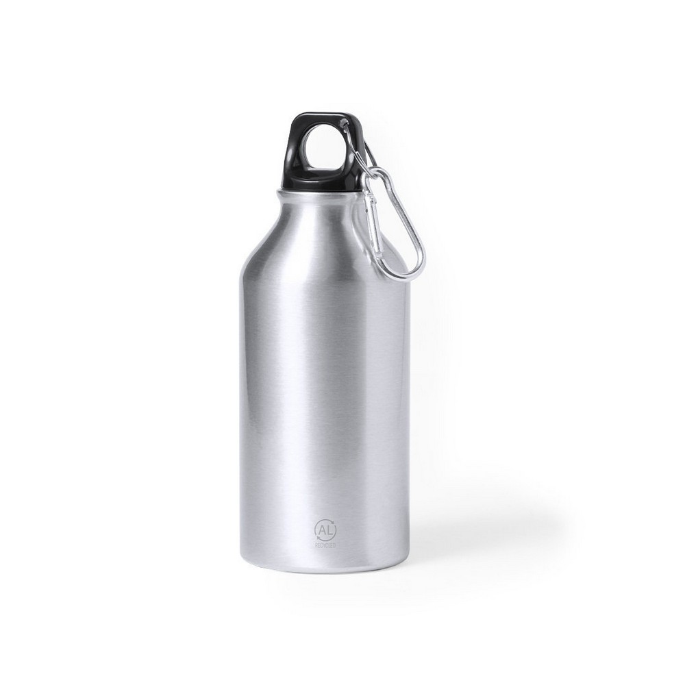 Recycled aluminium sports bottle 400 ml, carabiner