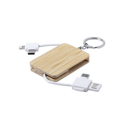 Charging cable, bamboo keyring