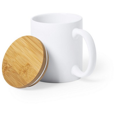 Ceramic mug 370 ml with bamboo lid