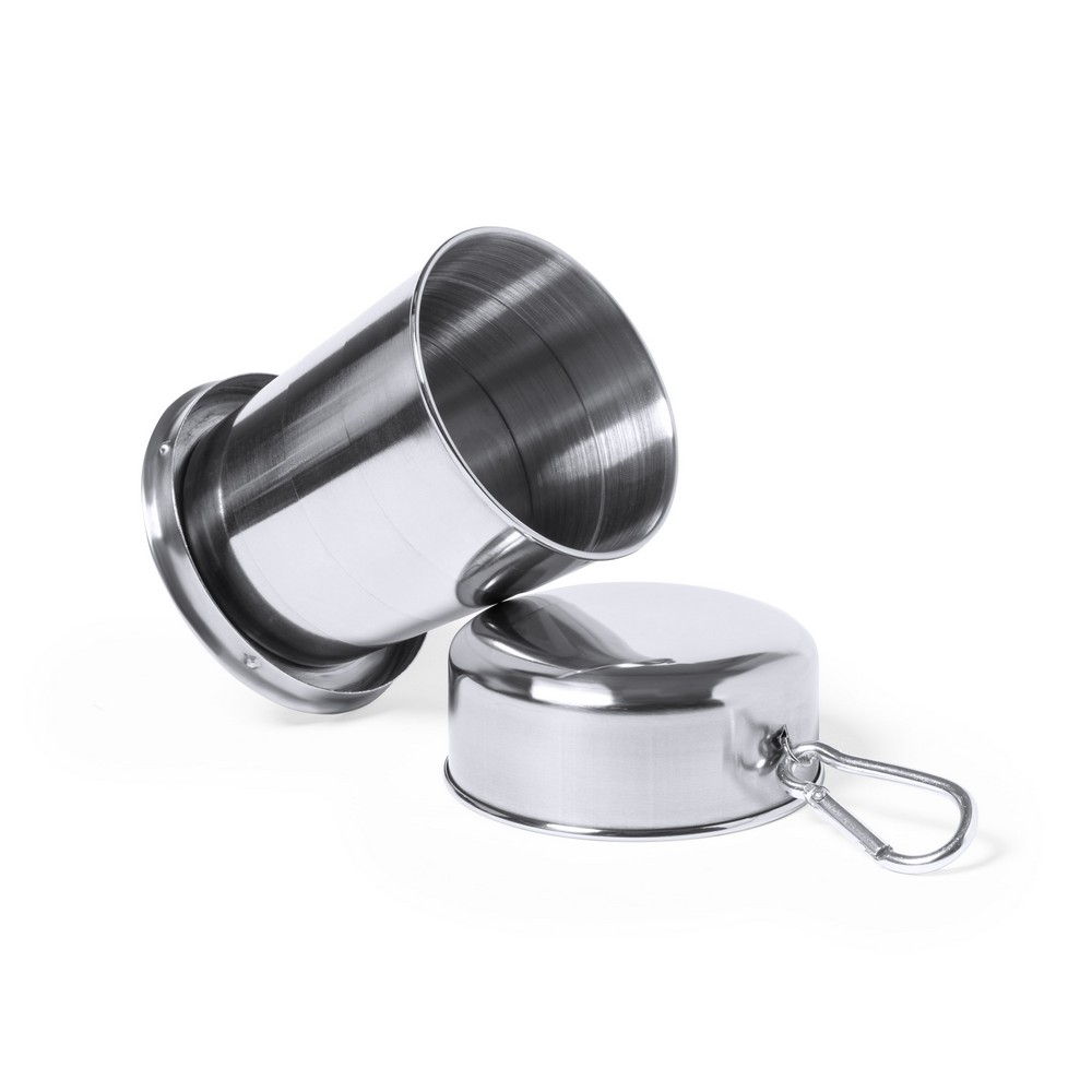 Foldable travel mug 220 ml with carabiner