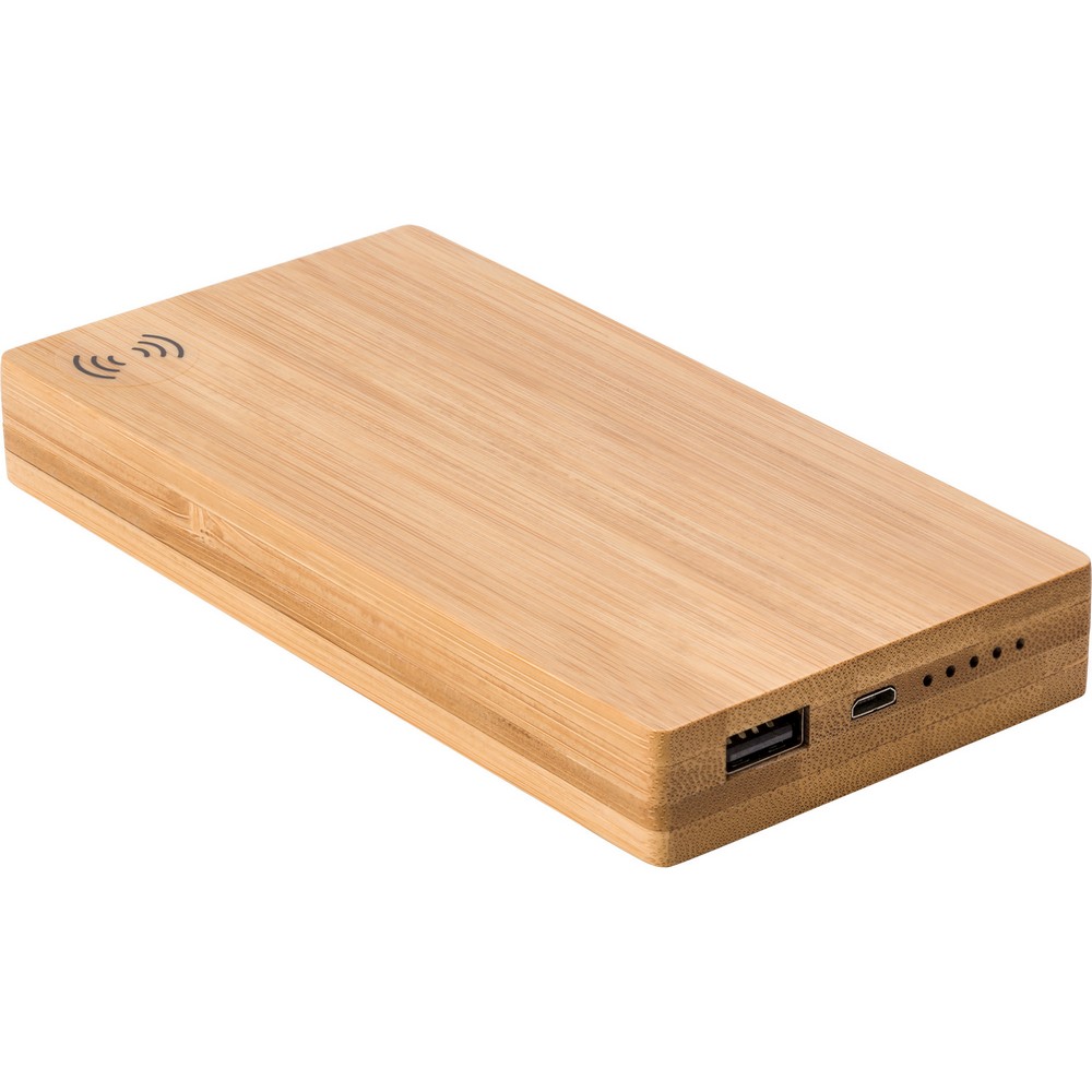 Bamboo wireless power bank 6000 mAh, wireless charger 5W