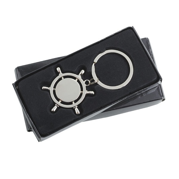 STEERING WHEEL metal key ring,  silver