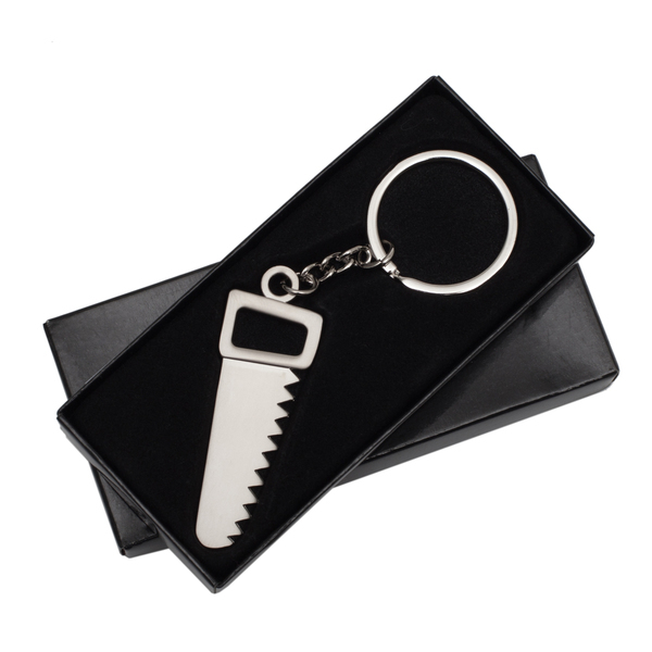 SAW metal key ring,  silver