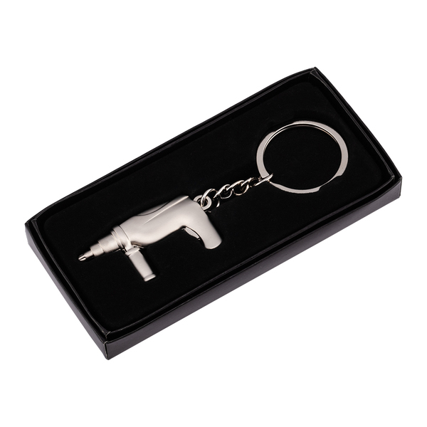 DRILL metal key ring,  silver