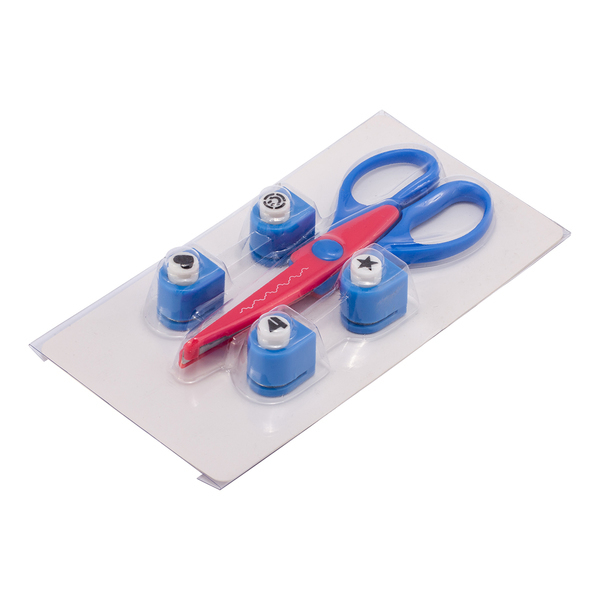 FUN set of punches and scissors,  blue