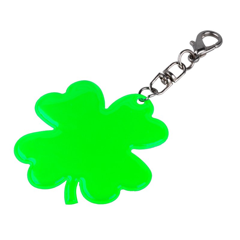 LUCKY CLOVER reflective key ring,  green