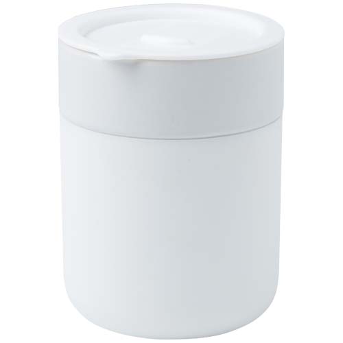 Java 330 ml ceramic tumbler with silicone wrap and plastic lid