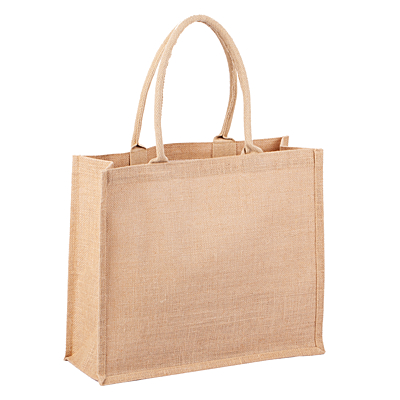 NATURAL SHOPPER laminated shopping bag from jute, beige