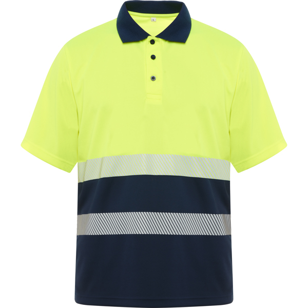 VEGA POLO SHIRT S/S NAVY BLUE/FLUOR YELLOW