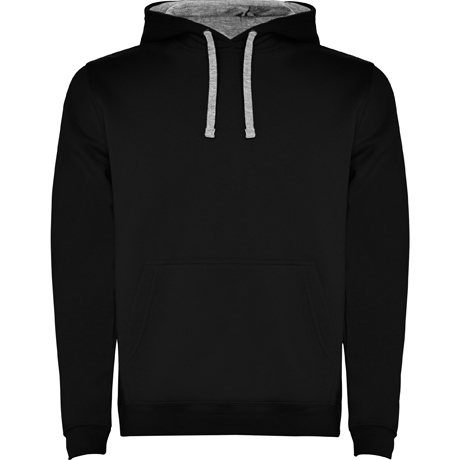 URBAN HOODED SWEATSHIRT S/4XL BLACK/HEATHER GREY