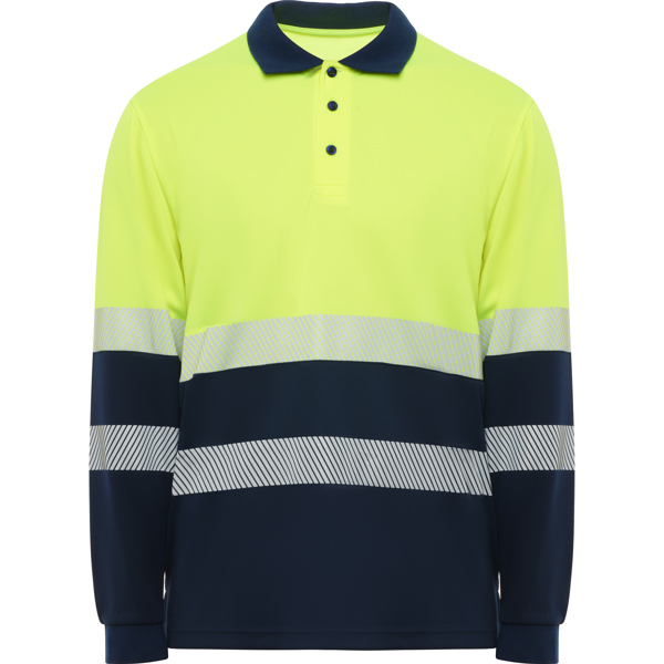 VEGA LONG SLEEVE POLO SHIRT S/S NAVY BLUE/FLUOR YELLOW