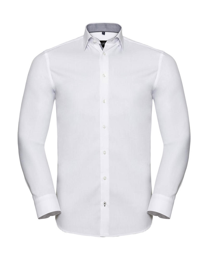 Tailored Contrast Herringbone Shirt LS