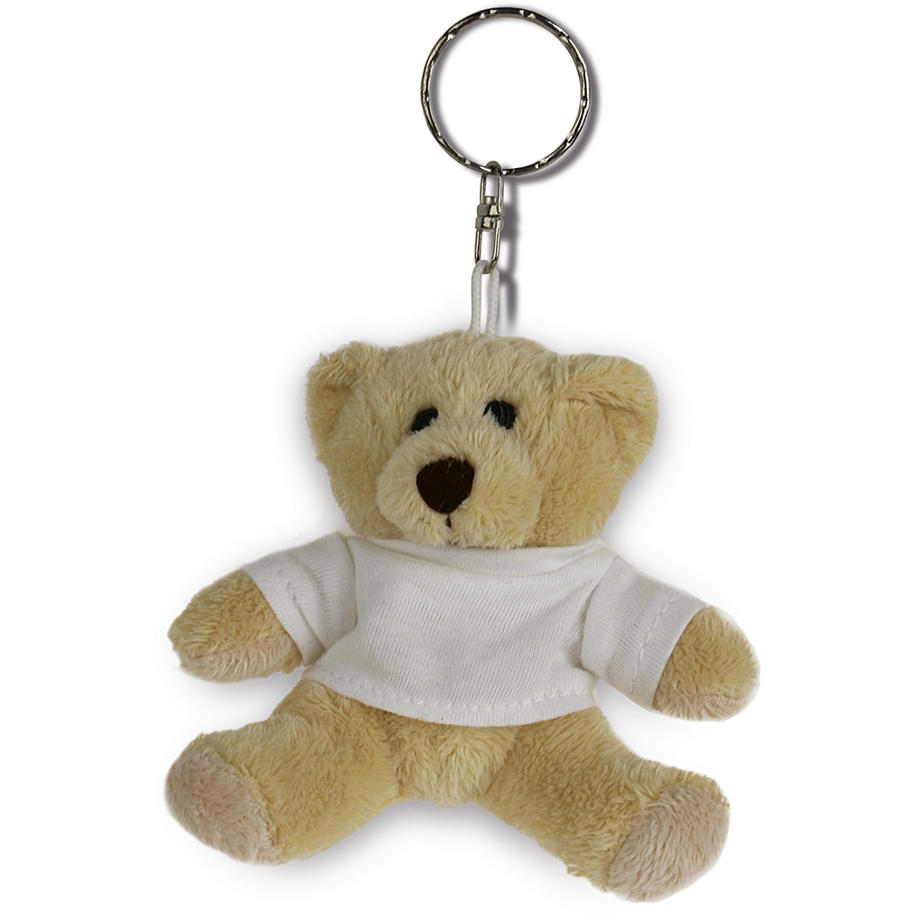 KEY CHAIN POLYESTER PLUSH BEAR WITH DRESSED T SHIRT