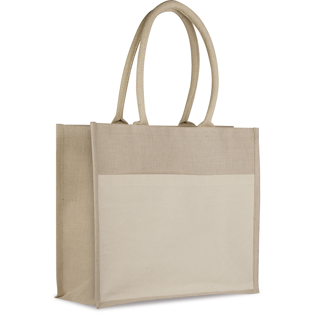 SHOPPING BAG IN JUCO AND COTTON WITH GUSSET