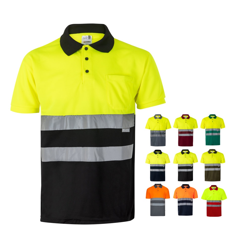 VL CUPID LARGE. Two-tone bird-eye polo shirt (160g/m²) with short sleeves, in polyester (100%)