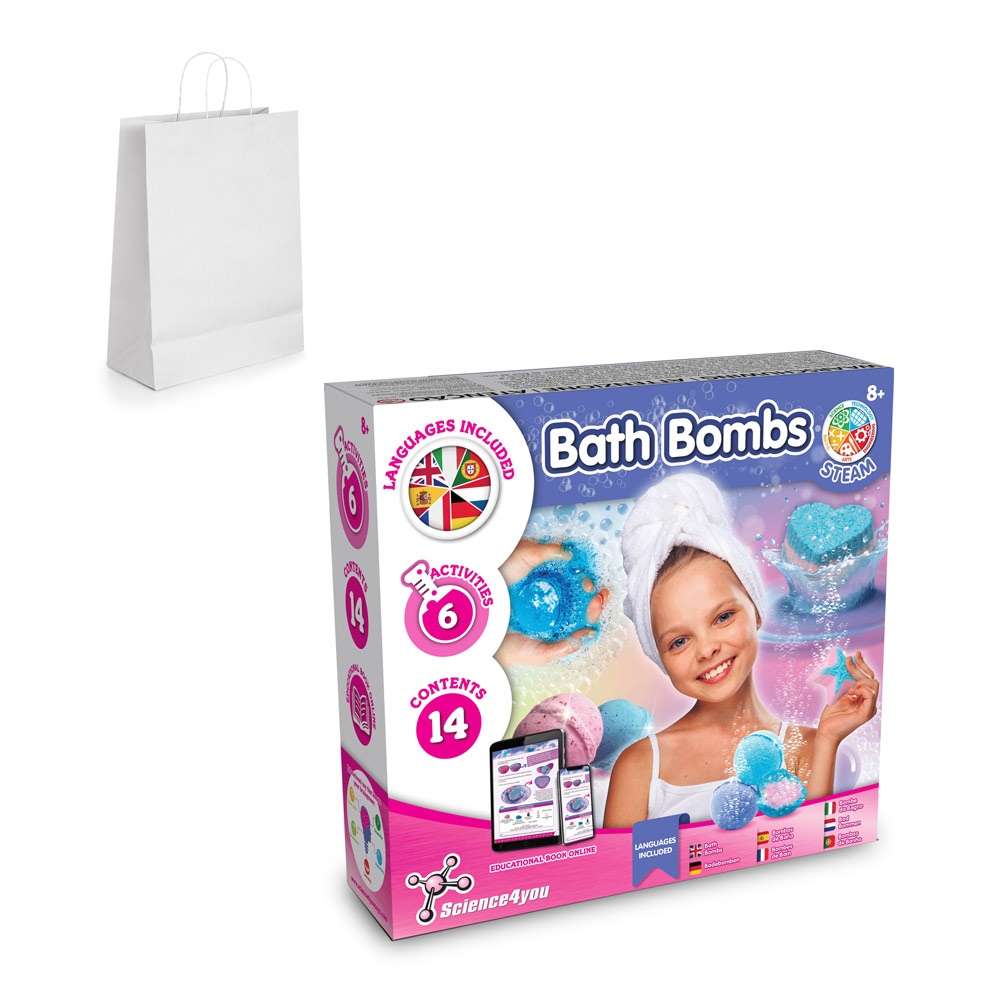 Bath Bombs Kit II. Educational toy supplied with a kraft paper gift bag (90 g/m²)