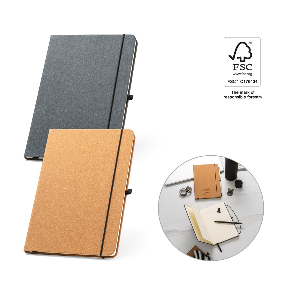 MATISSE. A5 notebook with rigid cover in leather (70% recycled) with lined sheets