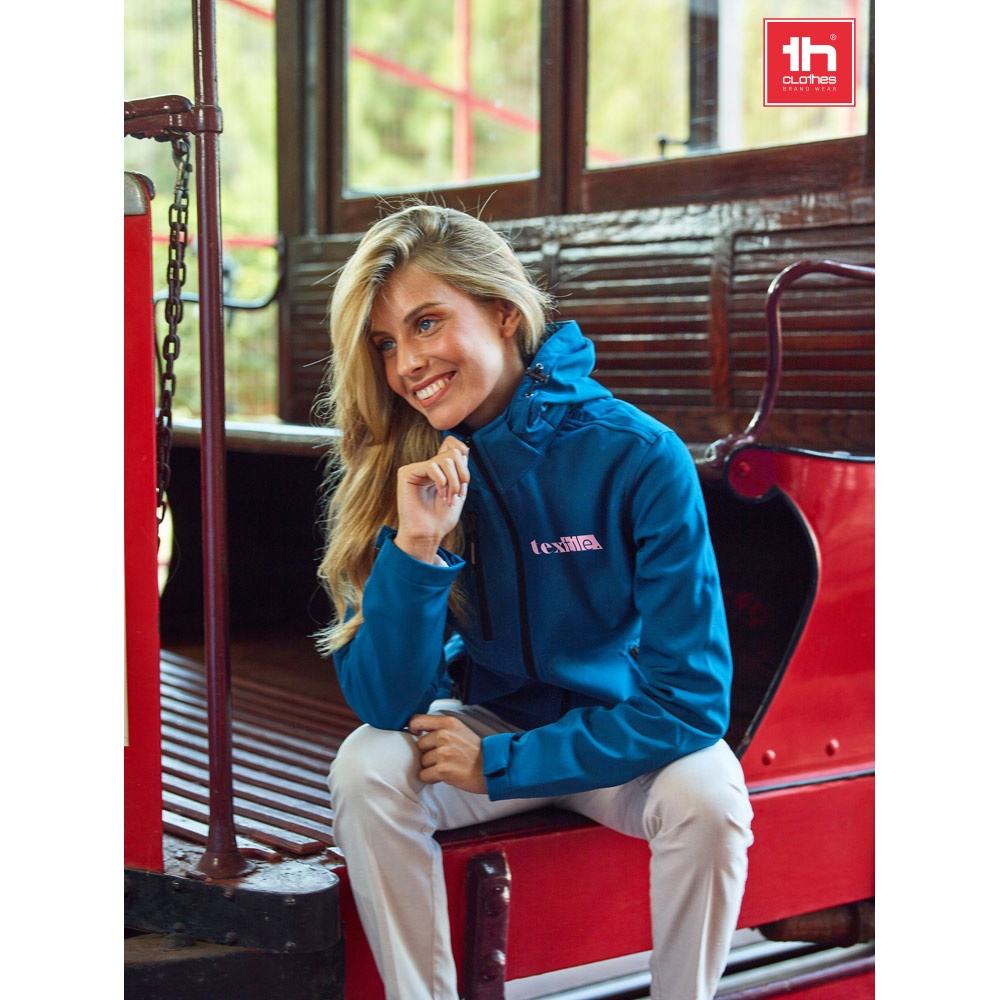 THC ZAGREB WOMEN. Women's softshell jacket with detachable hood and rounded back hem