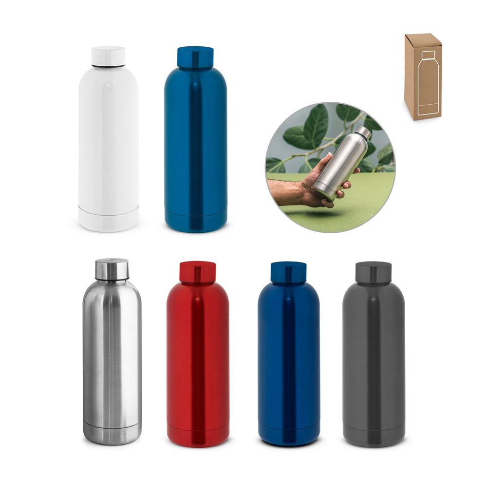 ODIN METTALIC. Bottle in 90% recycled stainless steel 550 mL