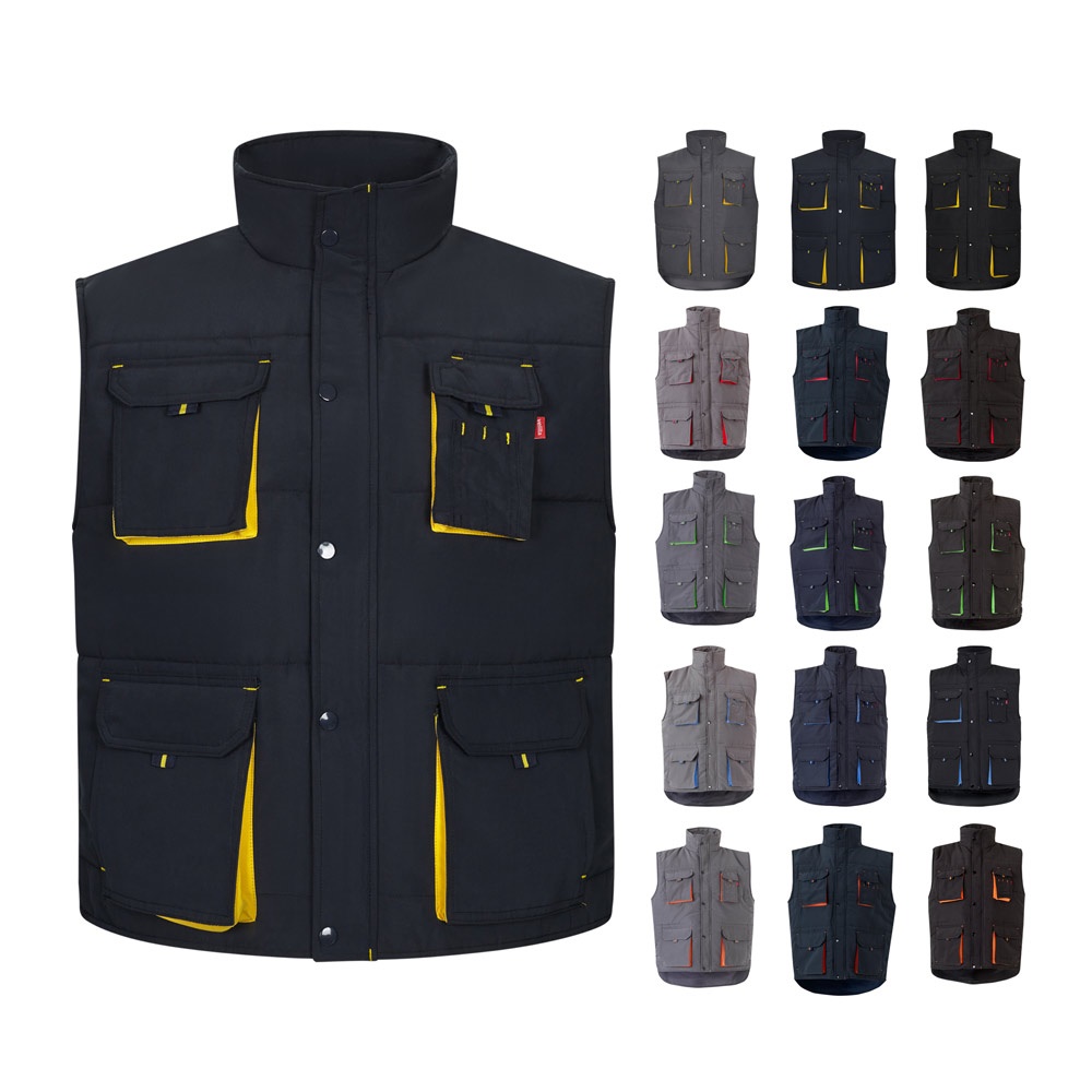 VL NERGAL. Padded vest, two-tone, multi-pocket (120g/m²), in polyester (100%)