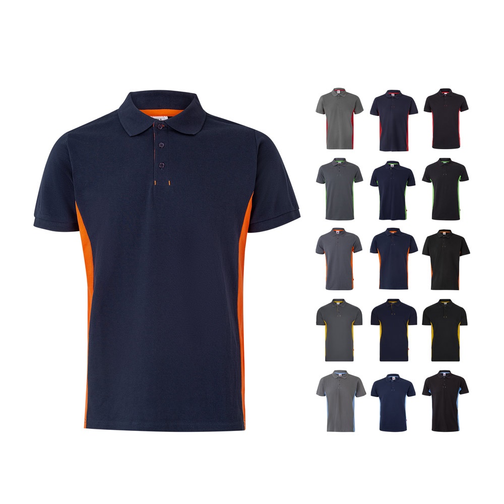 VL SUPAY. Two-tone piqué polo shirt (180g/m²), short sleeve, in cotton (60%) and polyester (40%)